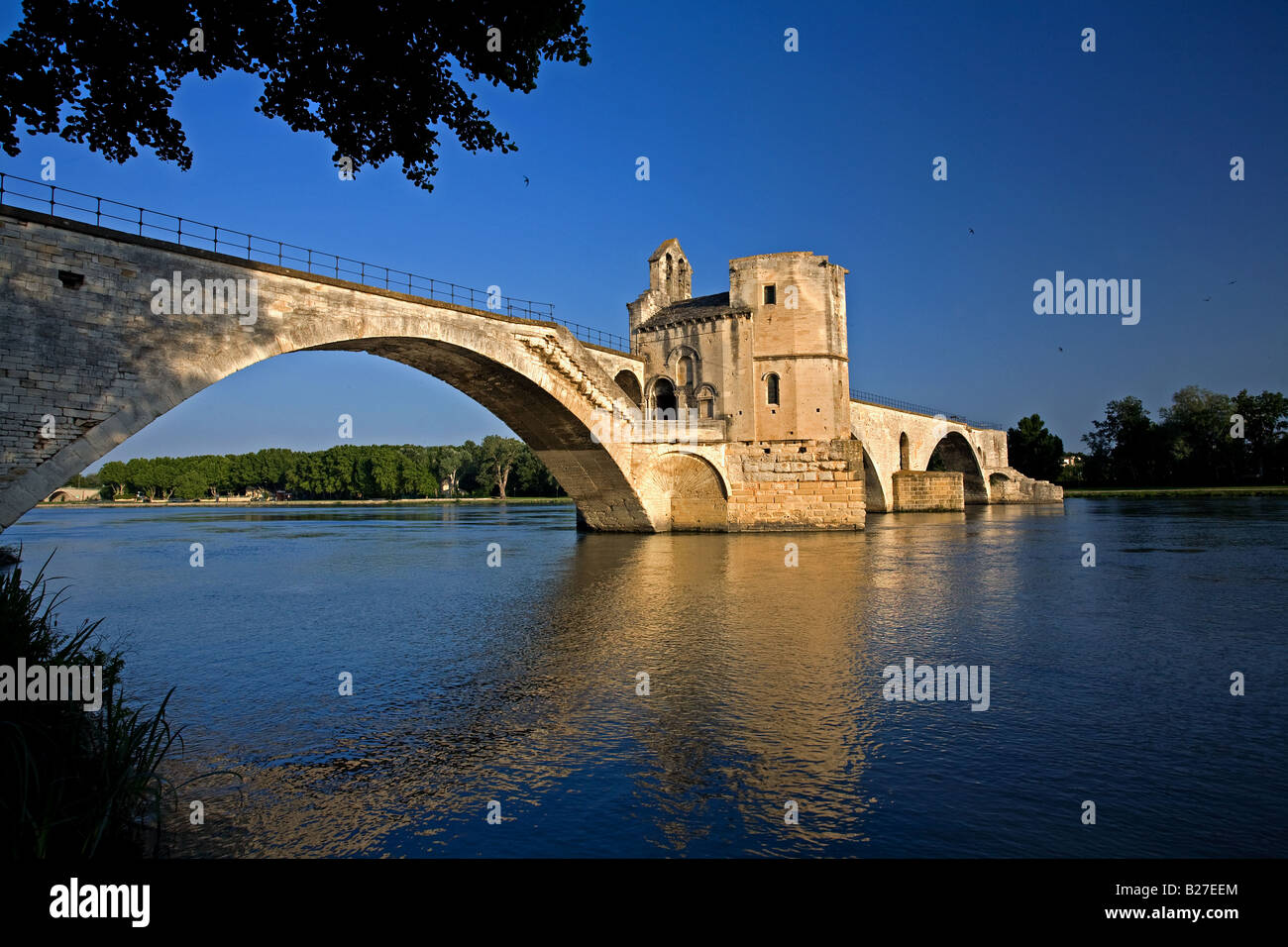 Pont von D'Avignon eine mittelalterliche Brücke über den Fluss Rhone, Avignon, Provence, Frankreich. Stockfoto