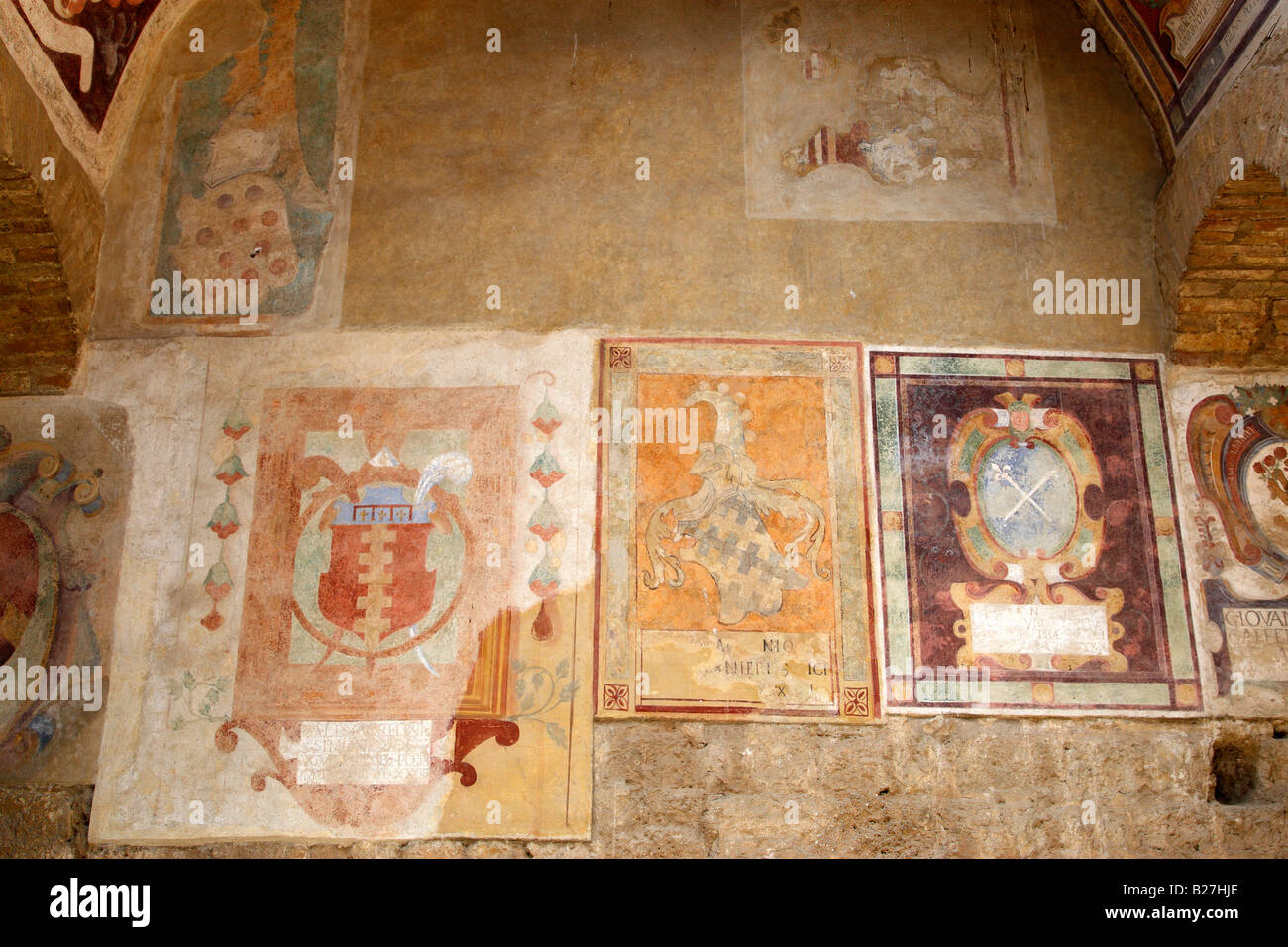 Fresken im Museo Civico San Gimignano Delle Belle Torri Toskana Italien Südeuropa Stockfoto
