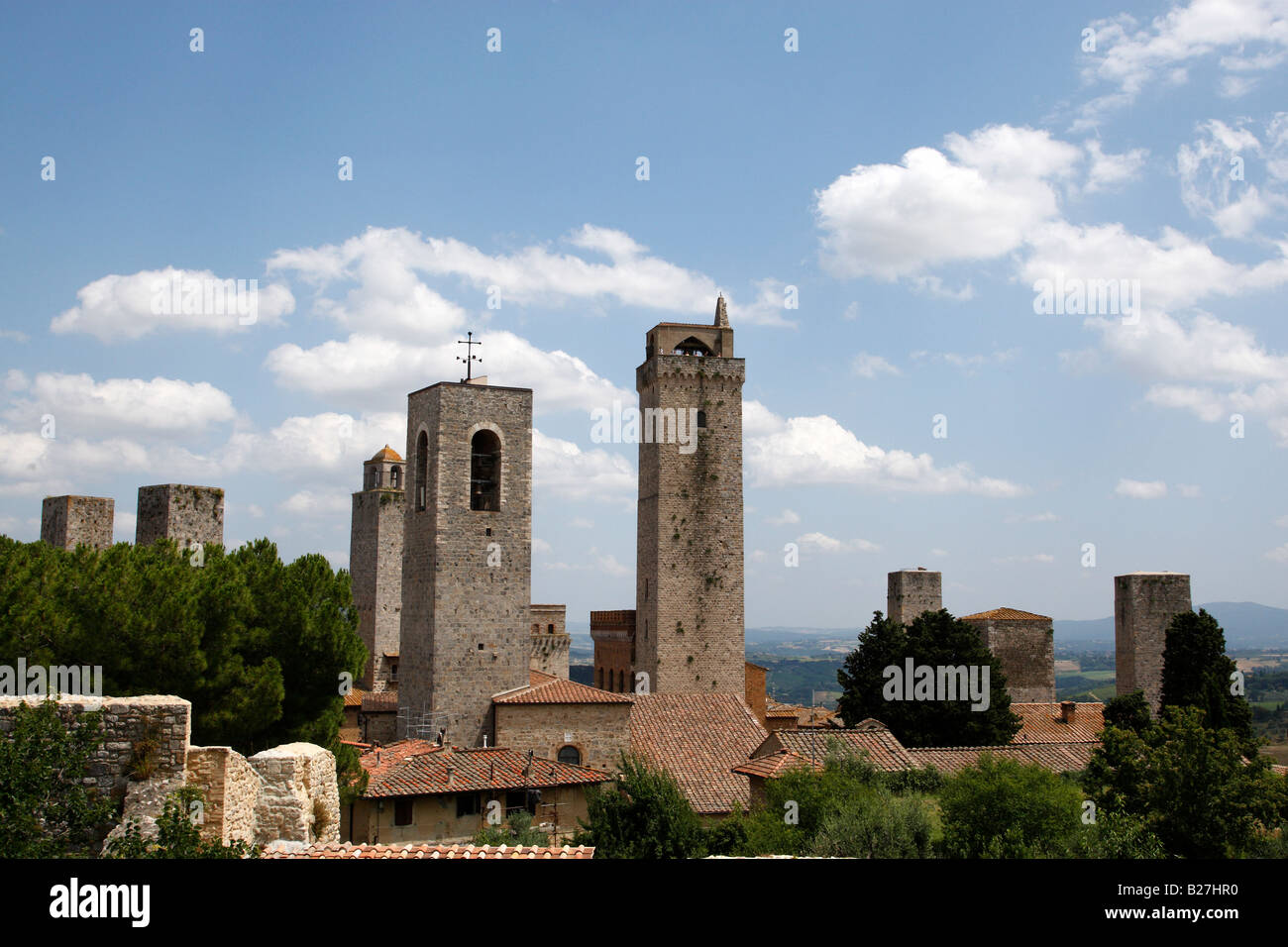 die Türme von San Gimignano aus der Rocca Toskana Italien-Südeuropa Stockfoto