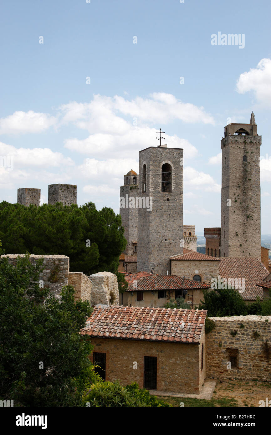 die Türme von San Gimignano aus der Rocca Toskana Italien-Südeuropa Stockfoto