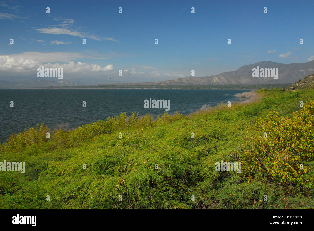 Blick auf See Enriquillo, Independencia Provinz, Dominikanische Republik Stockfoto