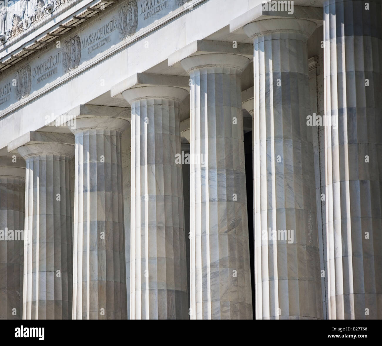 Reihe von Steinsäulen, Washington DC, Vereinigte Staaten Stockfoto