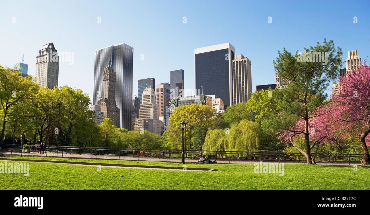Gebäuden und Bäumen, New York, Vereinigte Staaten von Amerika Stockfoto