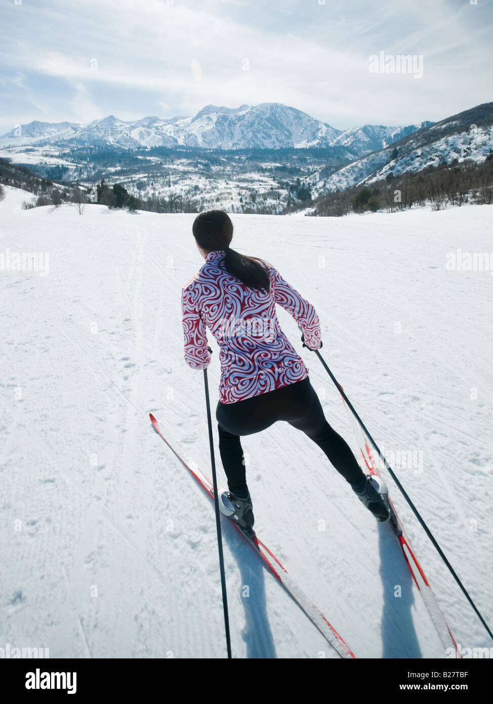 Frau Langlauf Stockfoto