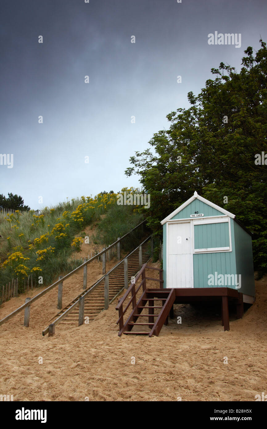 Ein Strand Hütte am Brunnen als nächstes Meeresstrand, Norfolk. Stockfoto