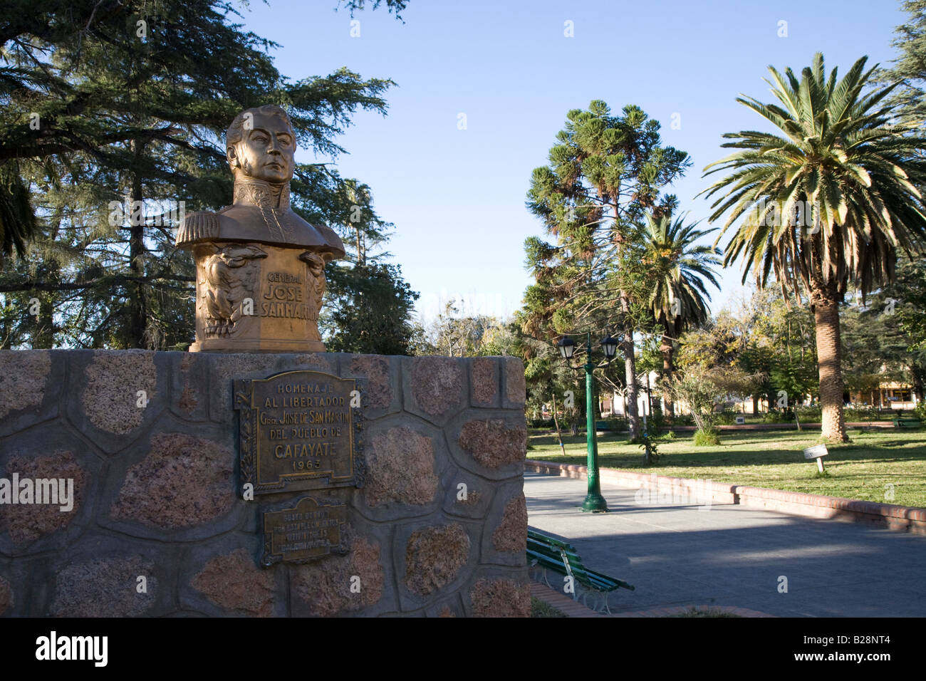 Büste von José de San Martín, Park, Cafayate Stockfoto