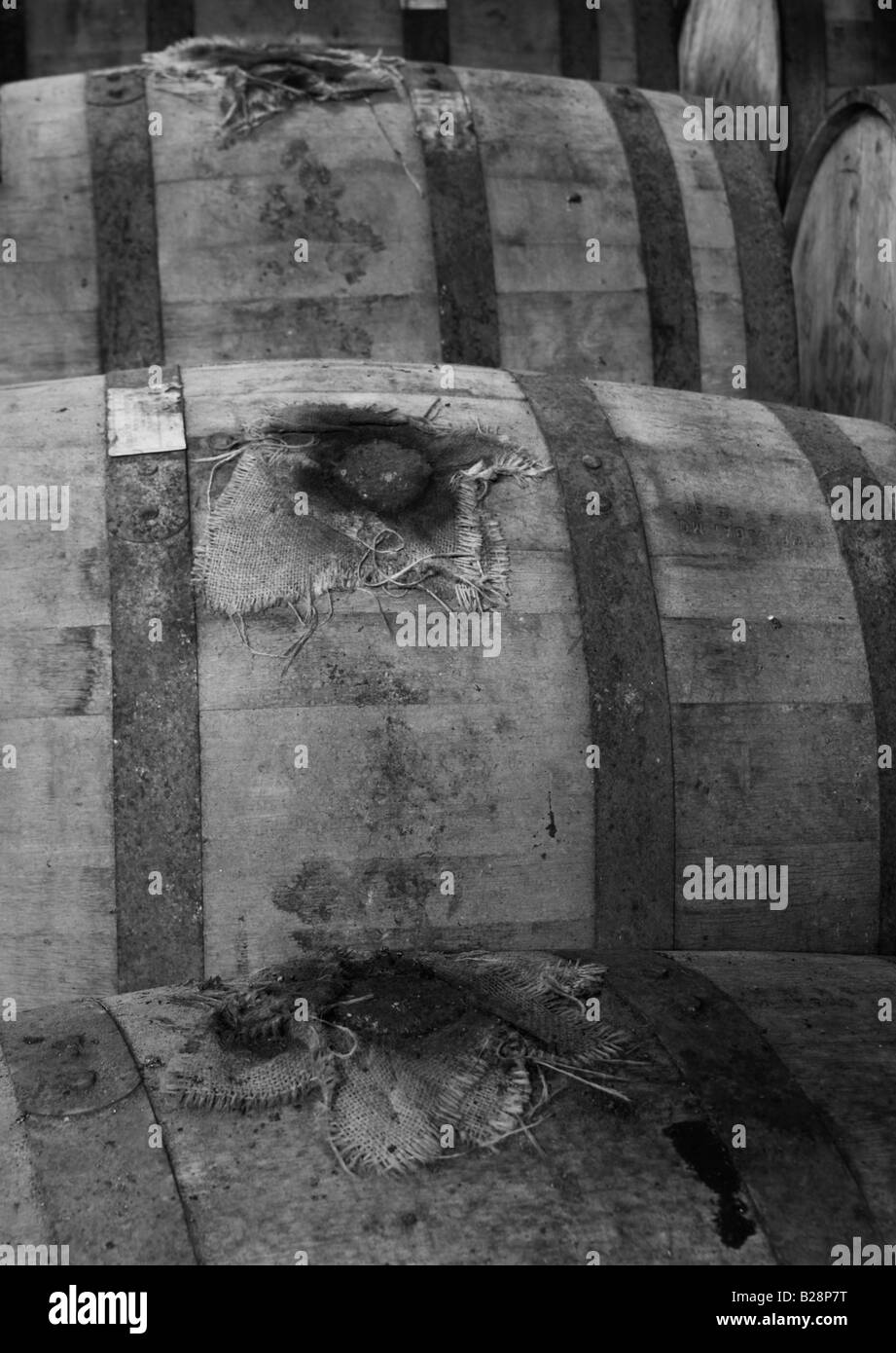 Reifung von Glenmorangie in einem begrenzten Lager Stockfoto