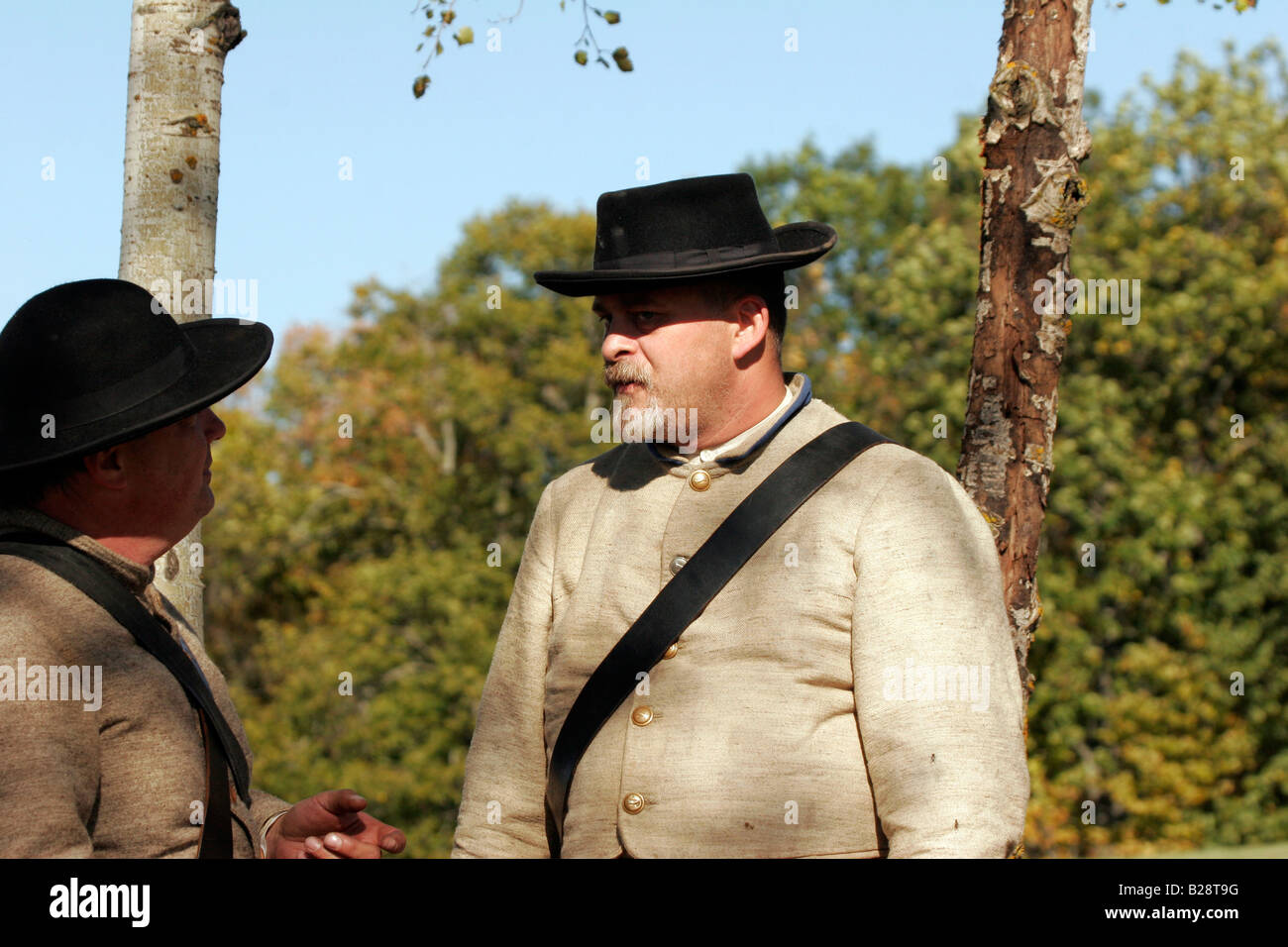Zwei konföderierten Soldaten im Bürgerkrieg reenactment Stockfoto