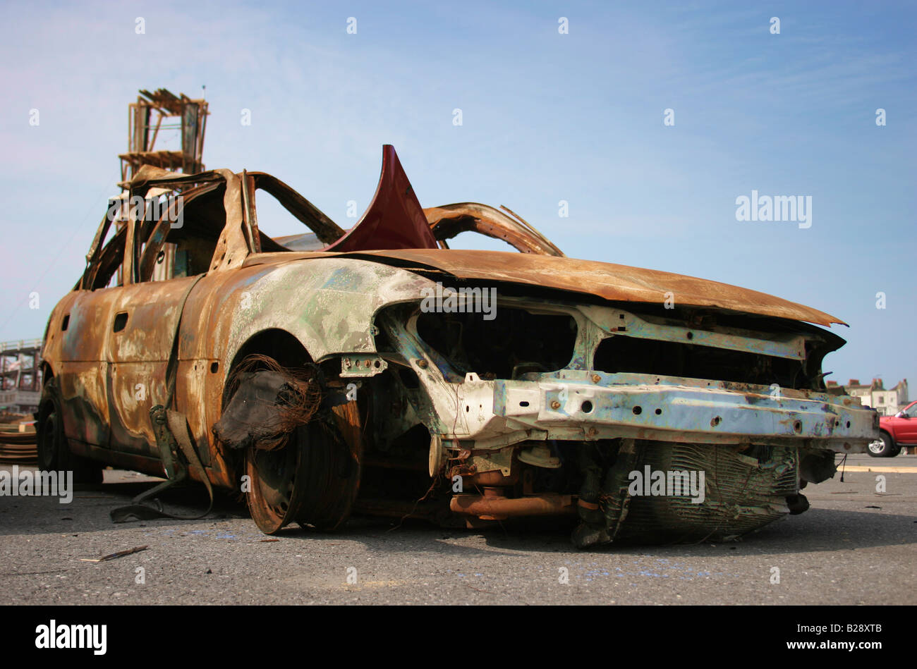Autowrack auf Exodus Film set Margate Kent Stockfoto