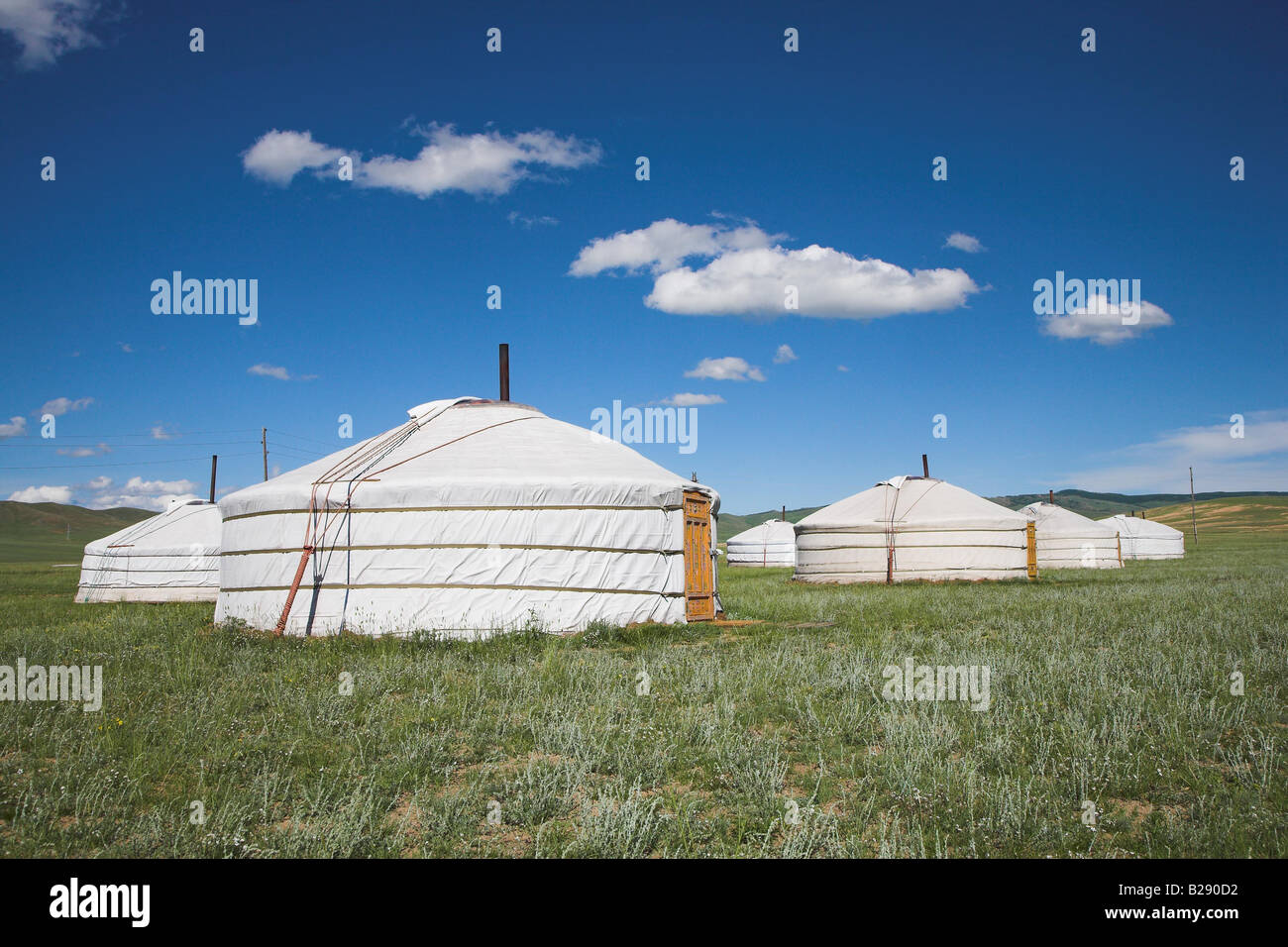 Ger in einem traditionellen Zelt im Elstei in der Nähe von Ulaan Baatar Mongolei Stockfoto