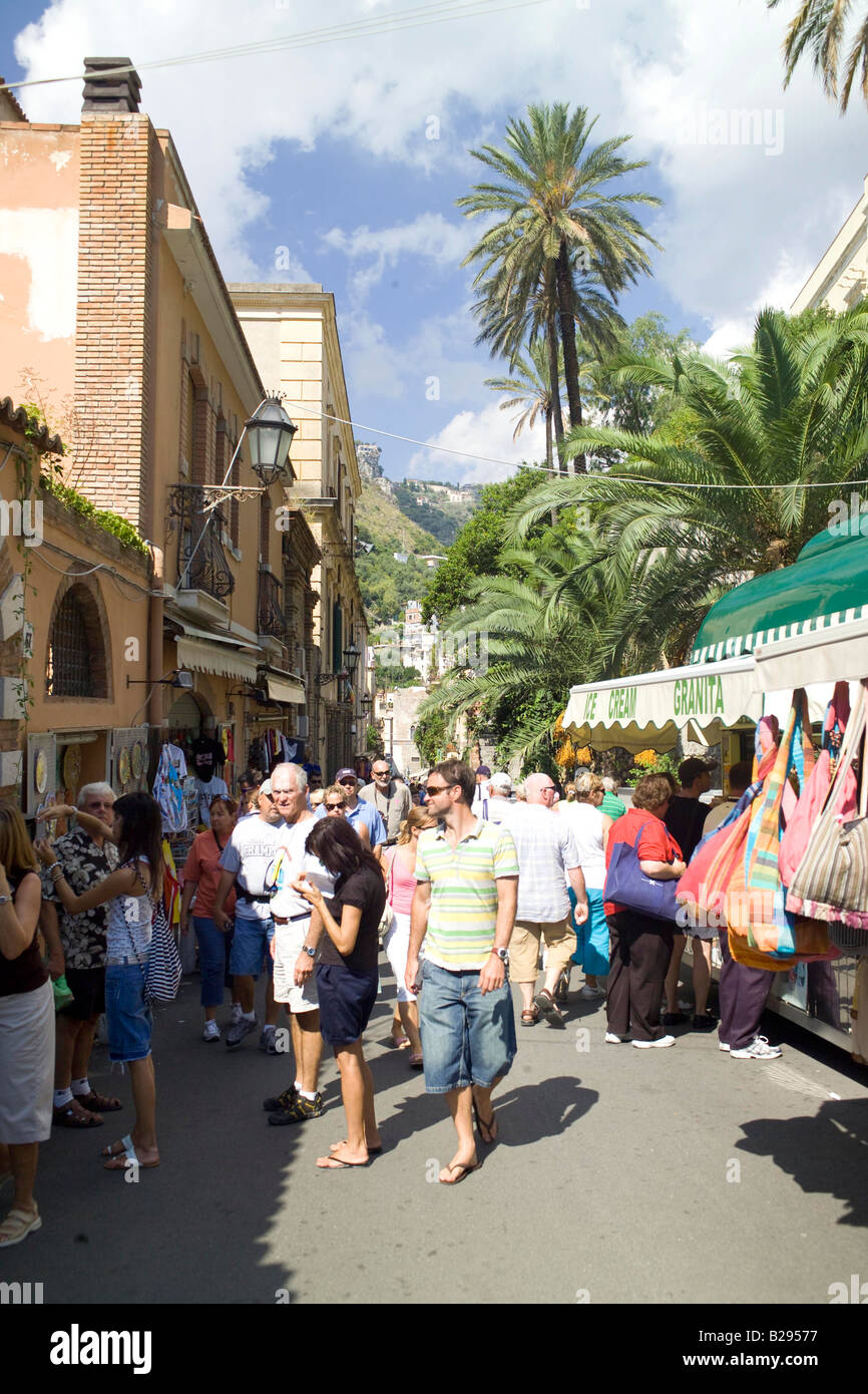 Souvenir-Stall-Altstadt Taormina Sizilien Stockfoto