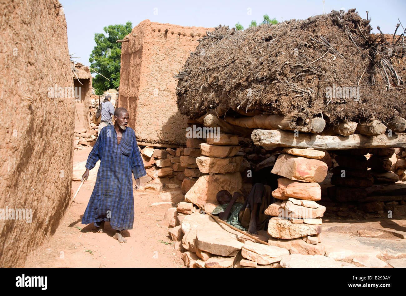 Mali Dogan Land Bandiagara Escarpment geistiges Haus der Männer Stockfoto