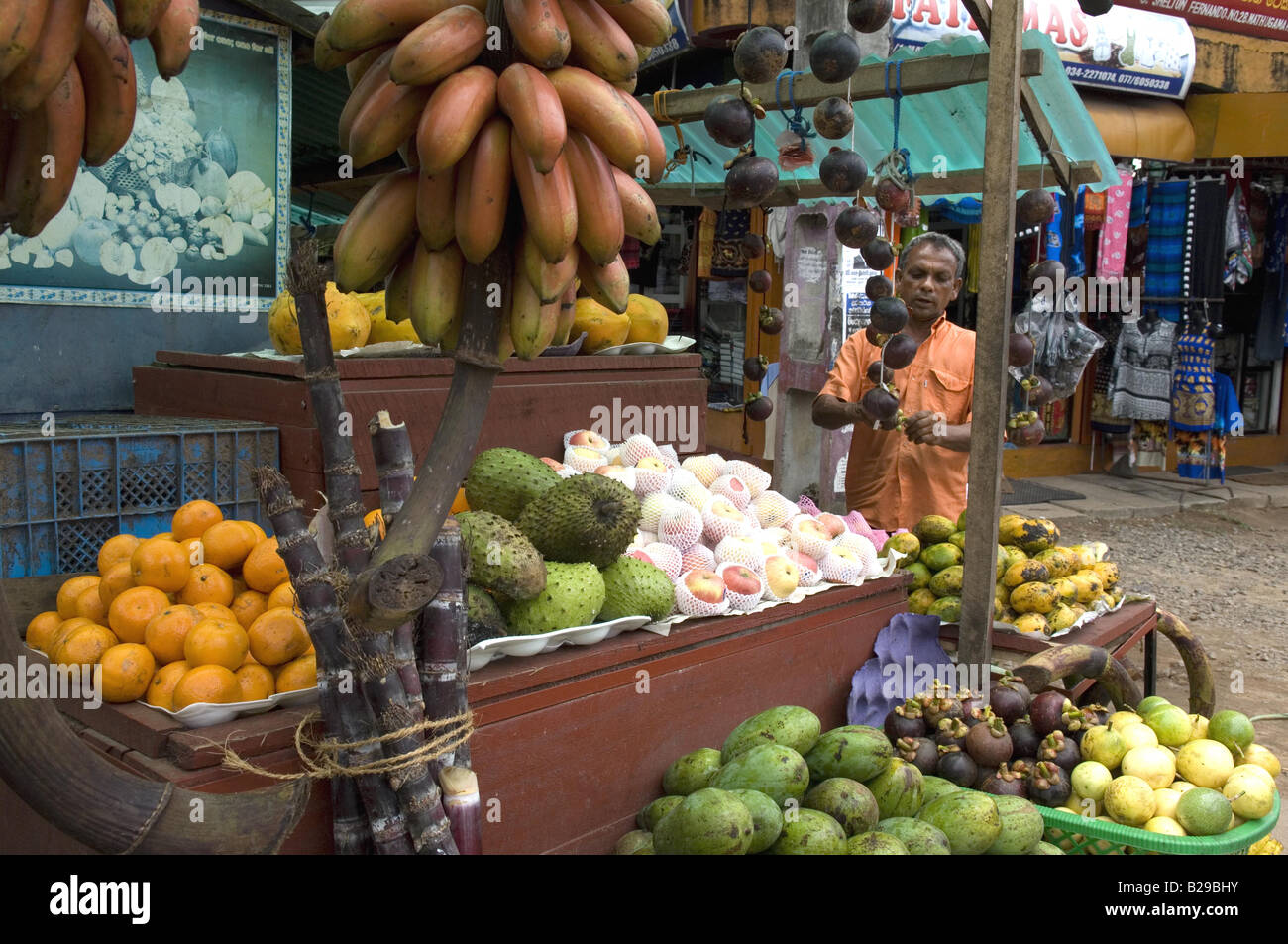 Obst-Verkäufer in Aluthgama Sri Lanka Stockfoto
