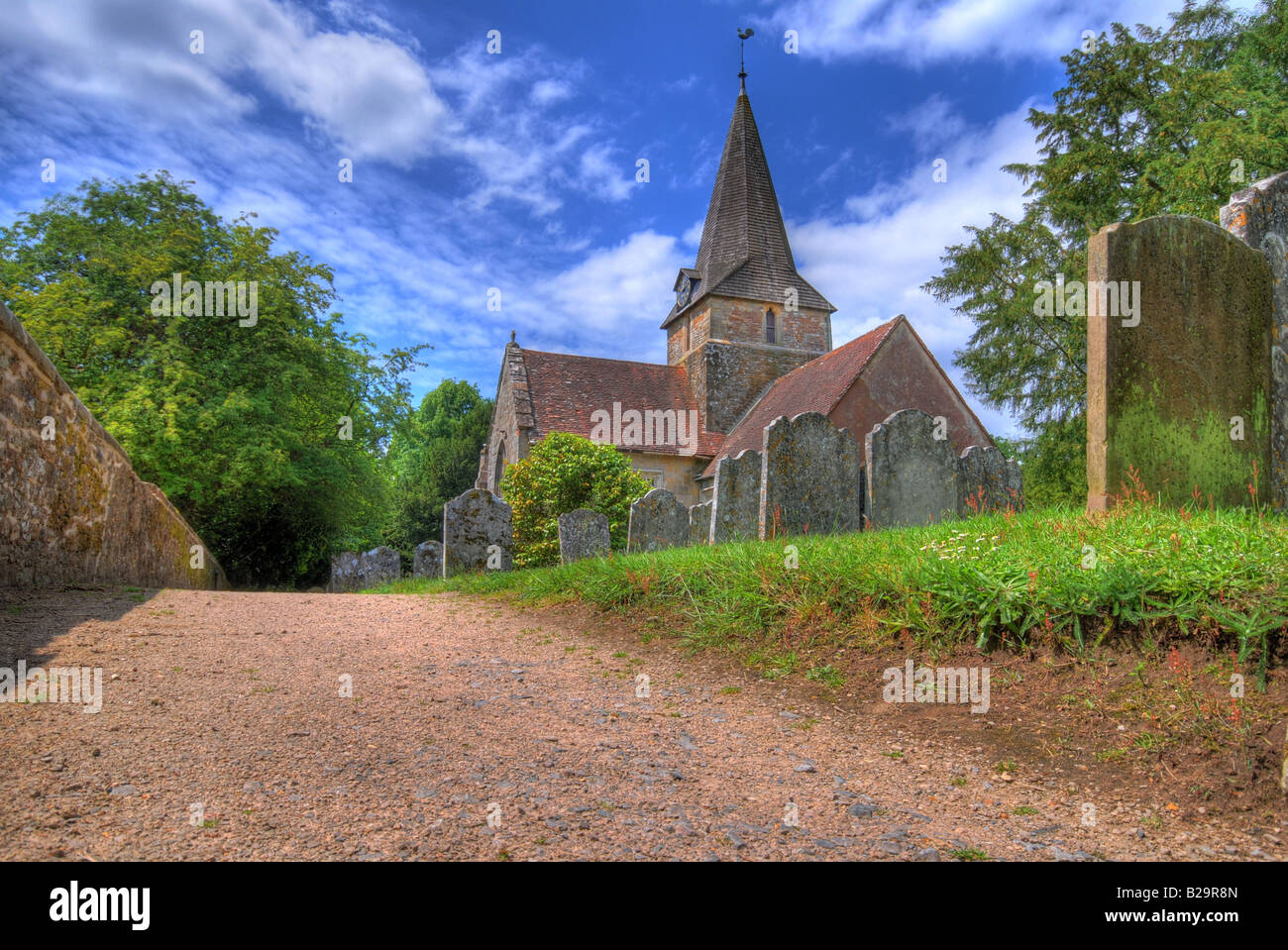 Englische Kirche und Friedhof Stockfoto