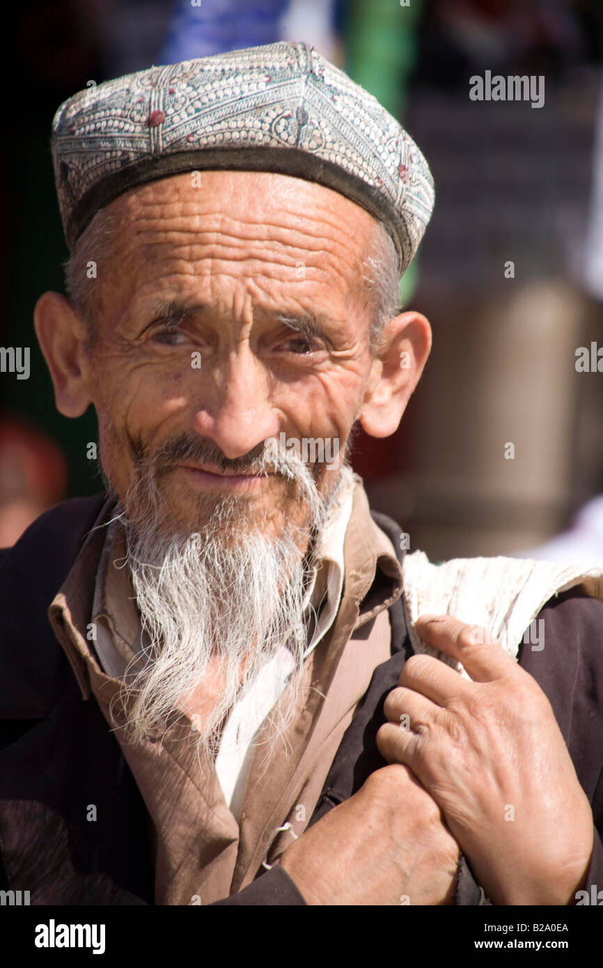 Silk Route China Provinz Xinjiang Kashgar Sonntag Markt Uiguren Mann Stockfoto