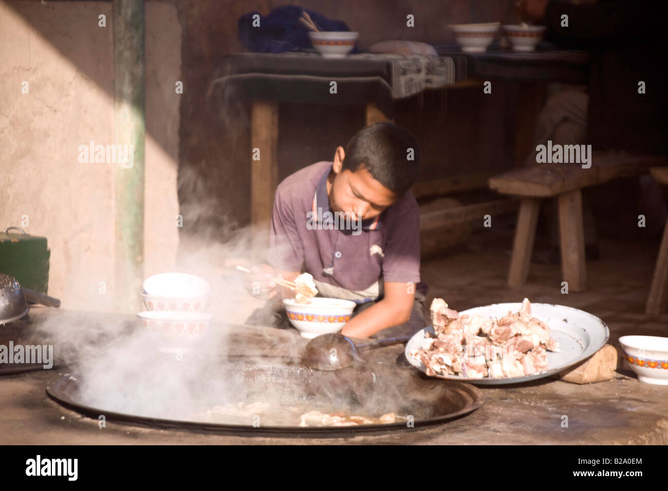 Seidenstraße China Xinjiang Kashgar Kaschgar Sonntag Markt ansässigen Kaufmann Stockfoto