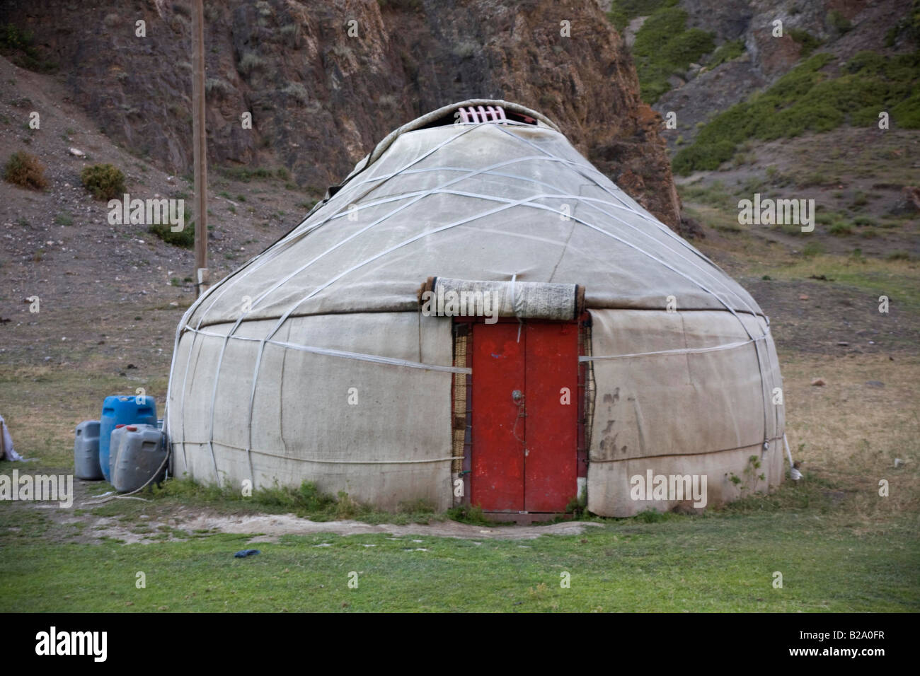 Silk Route Kirgisistan Tien Shan Berge Turugart Pass Nomaden Camp Jurte Stockfoto
