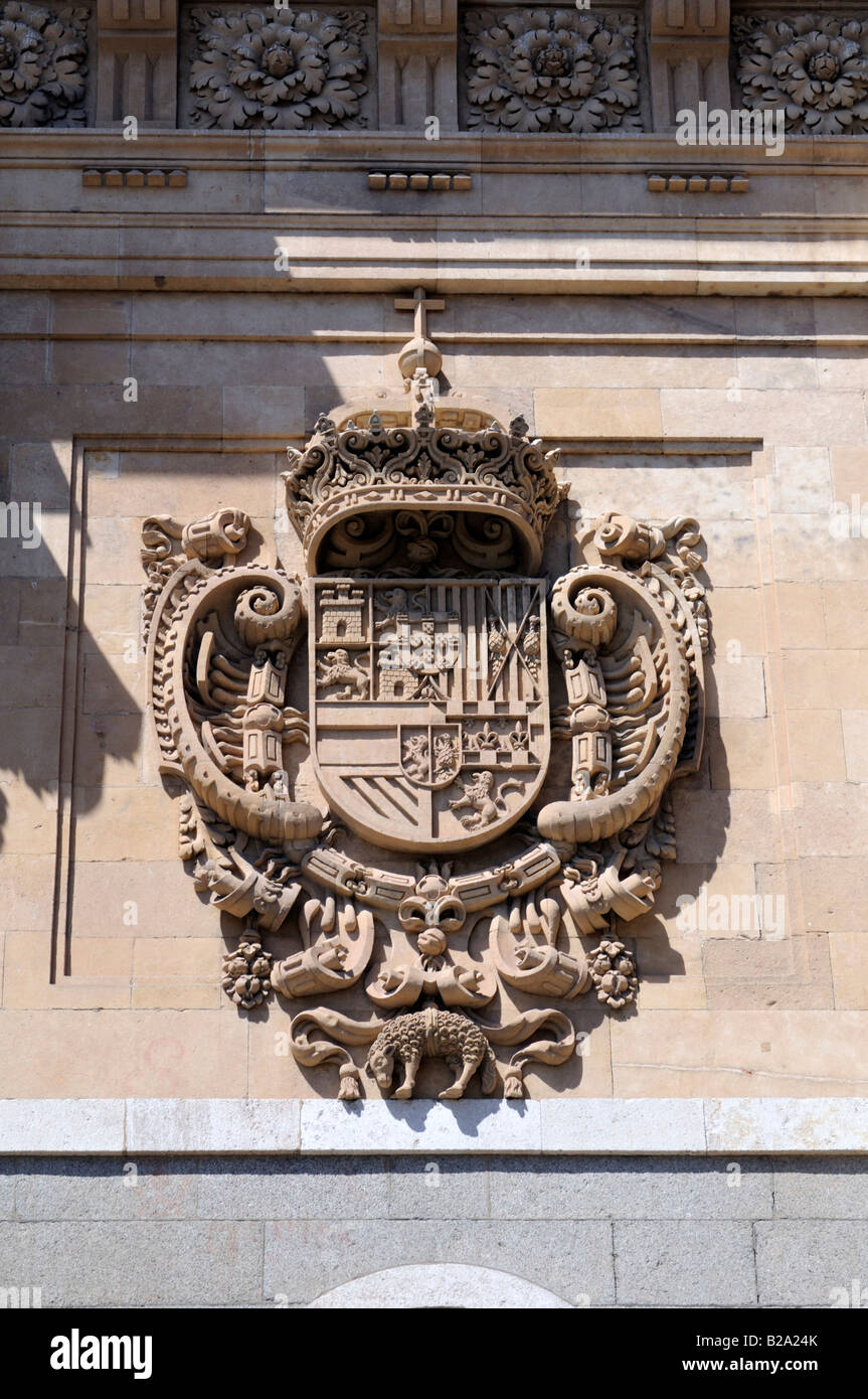 Dekoratives Element auf La Clerecia, Salamanca, Kastilien und Leon, Spanien Stockfoto