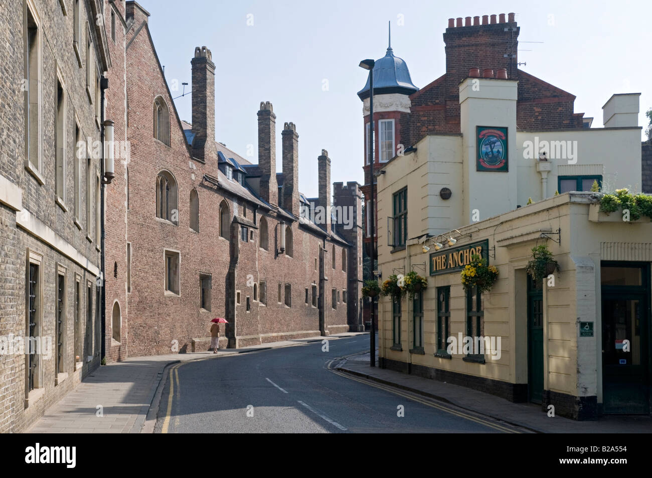 Silver Street und Anchor Pub Cambridge Vereinigtes Königreich Stockfoto