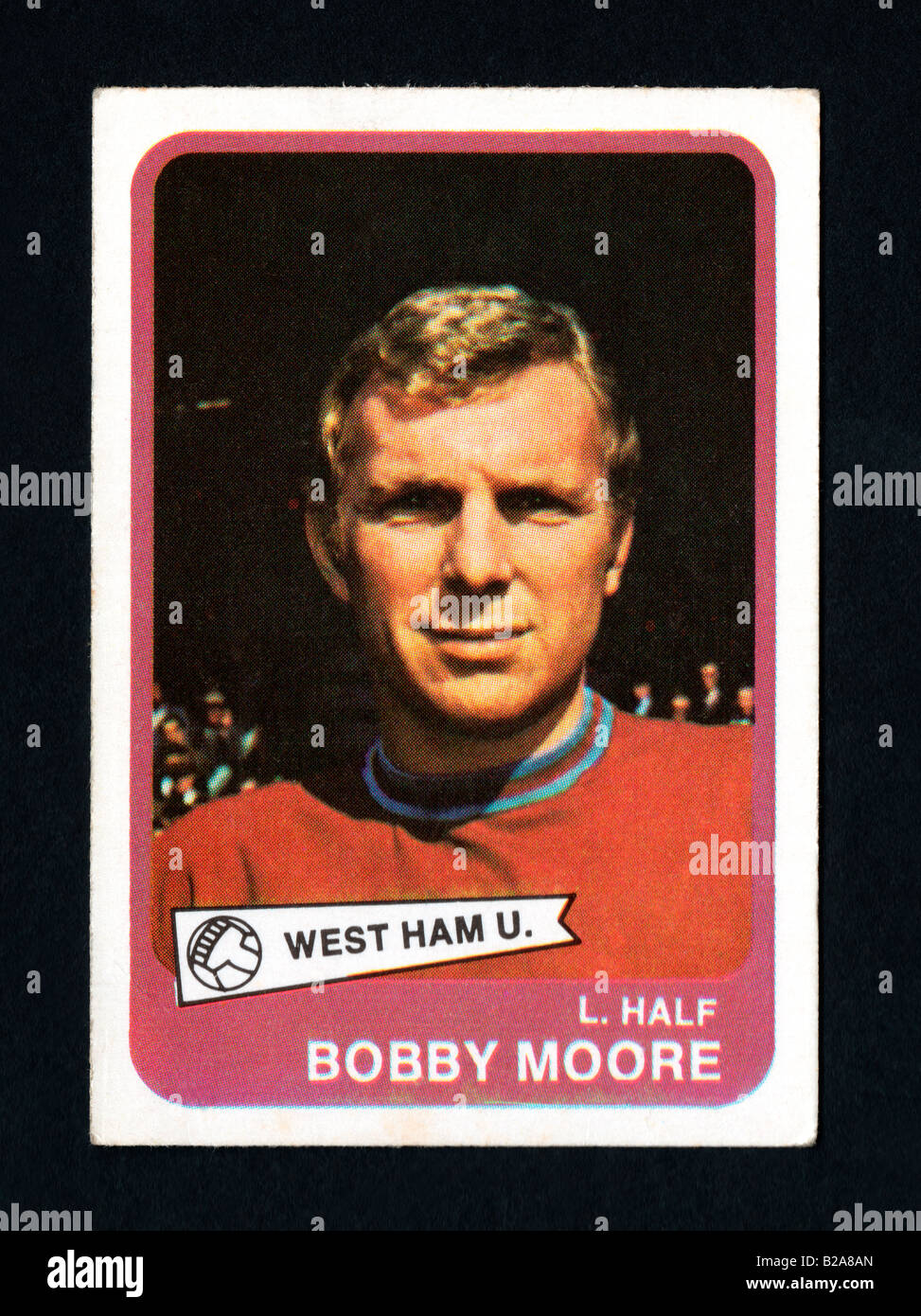 Kaugummi-Sammelkarte von West Ham Fußballer Bobby Moore produziert A & v. 1968 Stockfoto