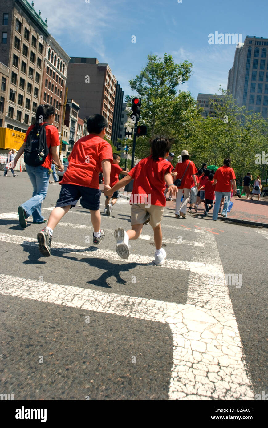 Kinder cross Street, Boston MA ausgeführt Stockfoto