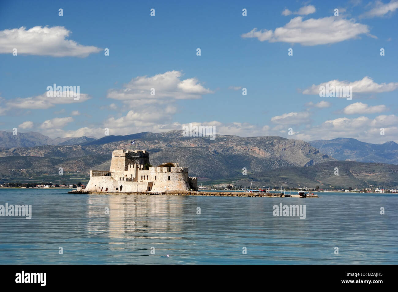 Die Burg Insel Bourtzi in Nafplion, Griechenland Stockfoto