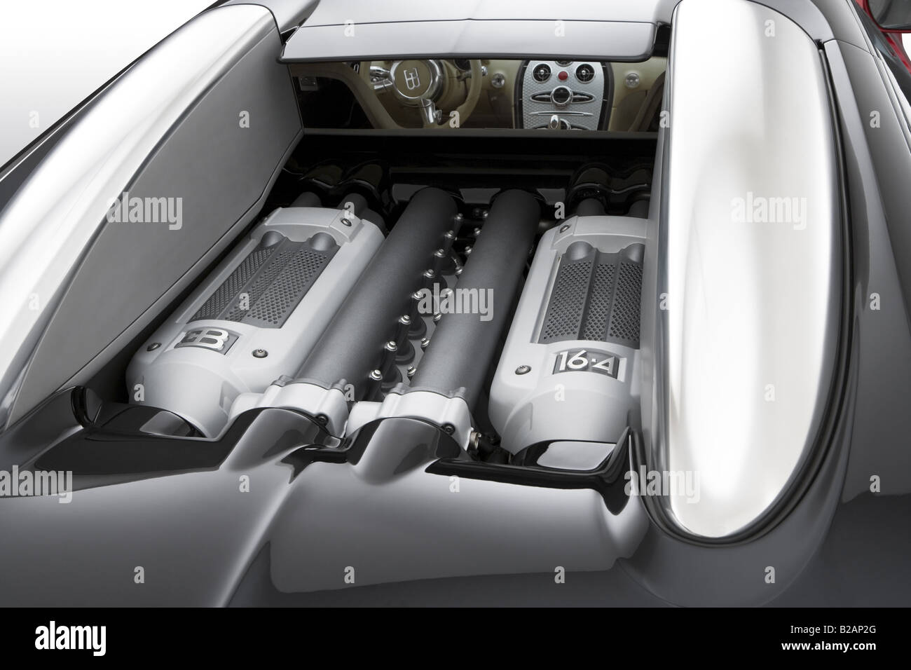 2006-Bugatti Veyron 16.4 in schwarz - Motor Stockfoto
