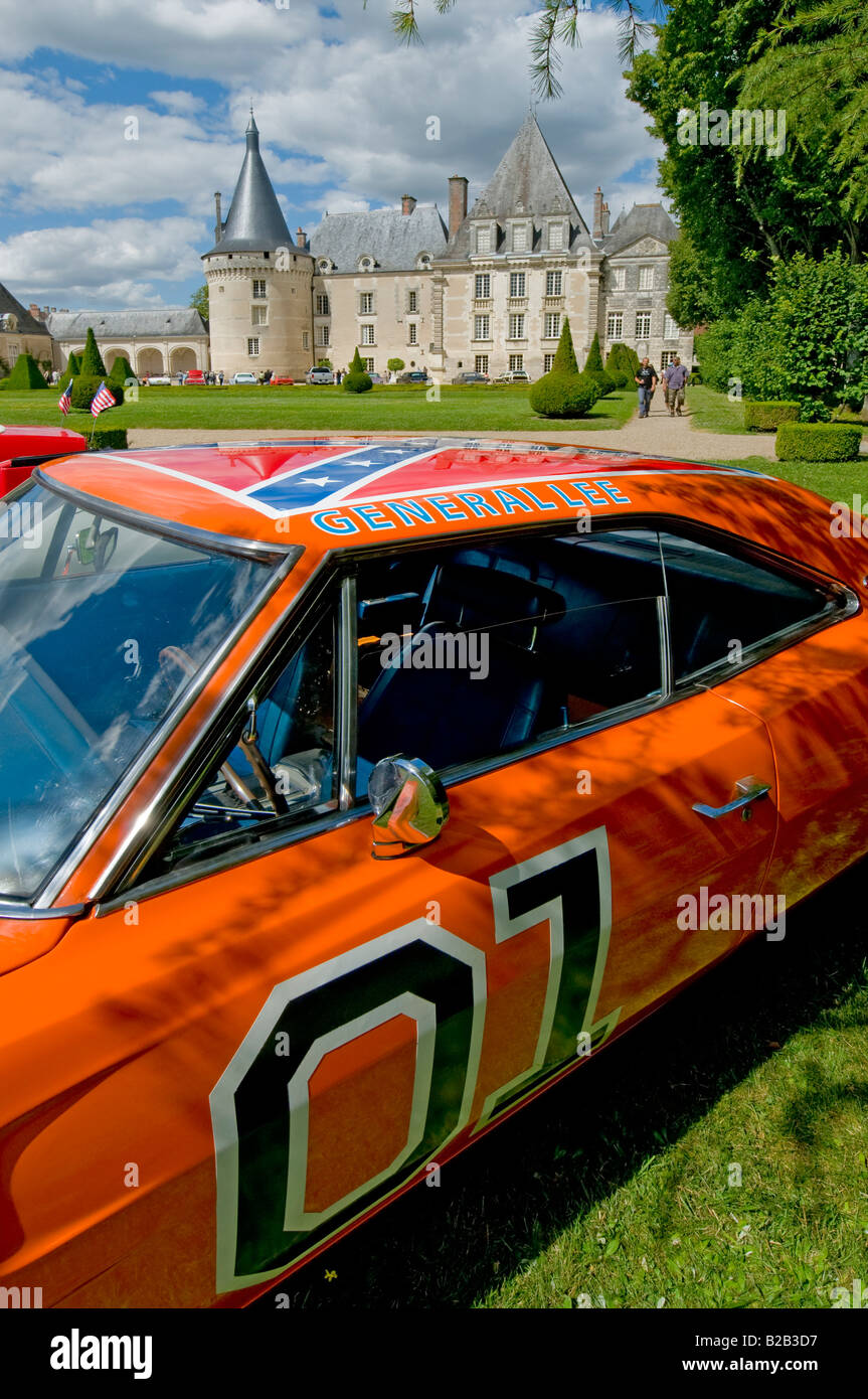 "General Lee - 01' - Dodge Charger bei American Car show in den Park von Schloss Azay-le-Ferron, Indre, Frankreich. Stockfoto