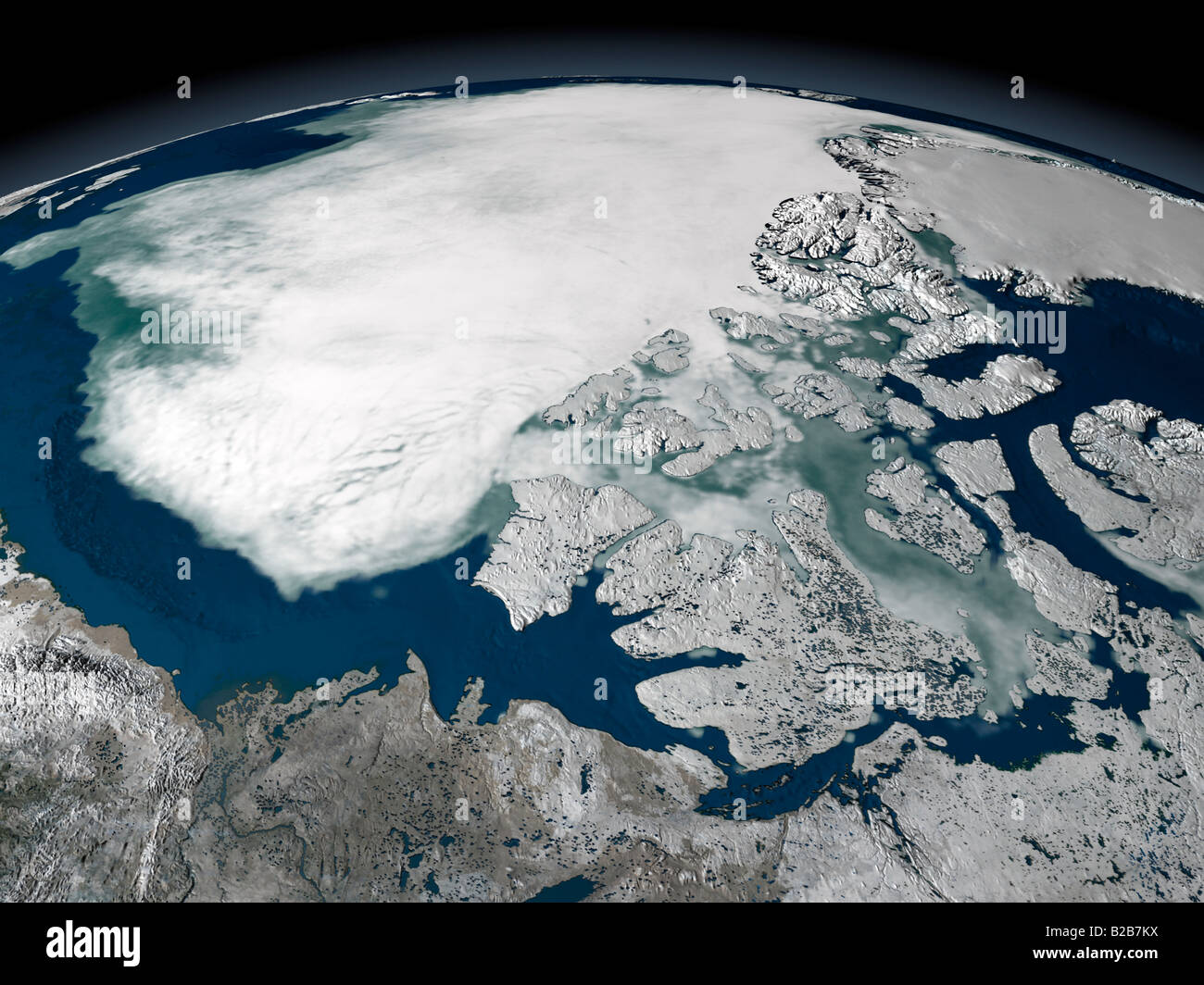 Arktische Meereis oben Nordamerika am 27. September 2005, über die Beaufort-See gesehen. Stockfoto