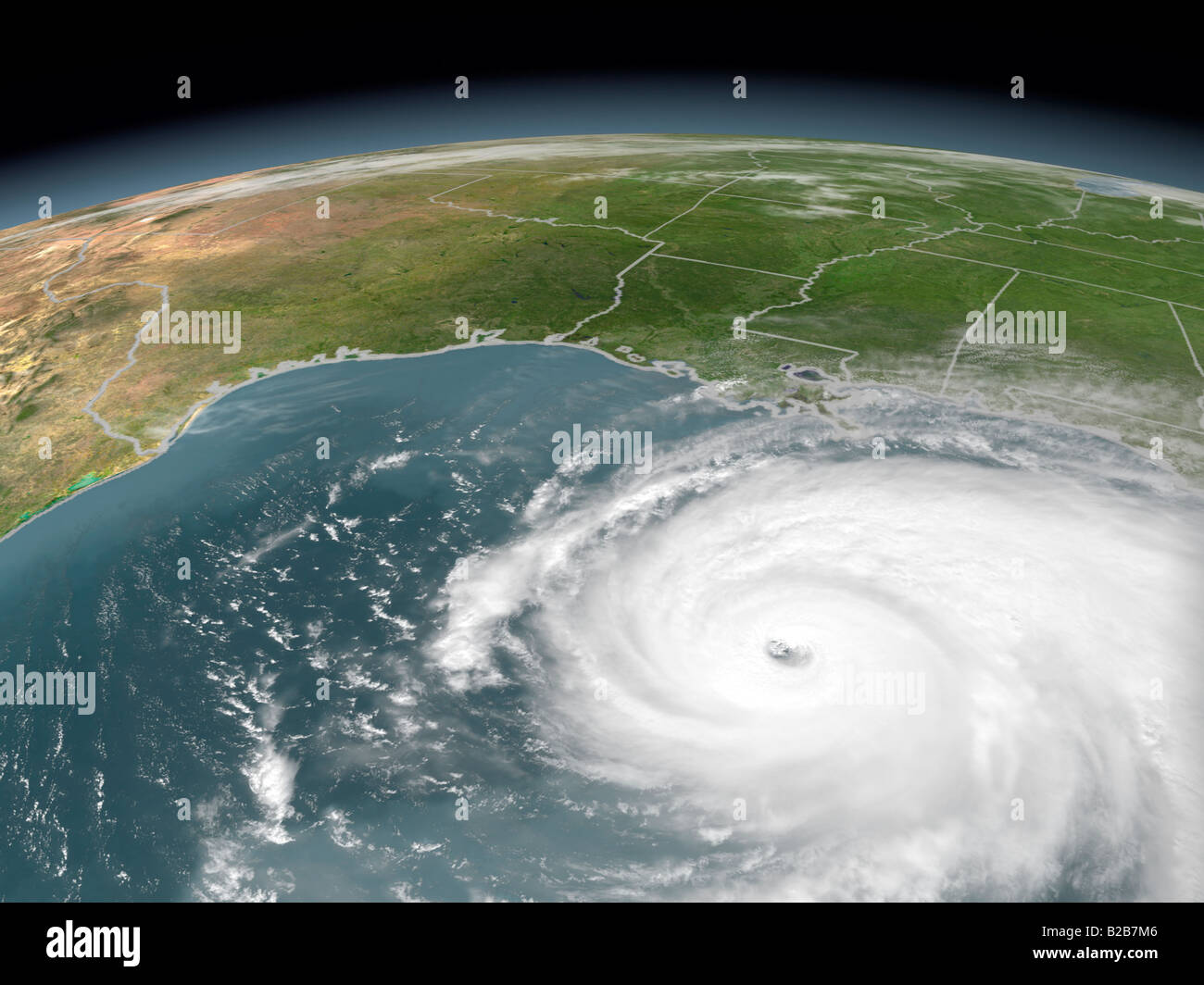 Hurrikan Rita am 22. September 2005. Zu diesem Zeitpunkt erreicht Rita Kategorie 5 Status mit Windgeschwindigkeiten über 165 km/h. Stockfoto