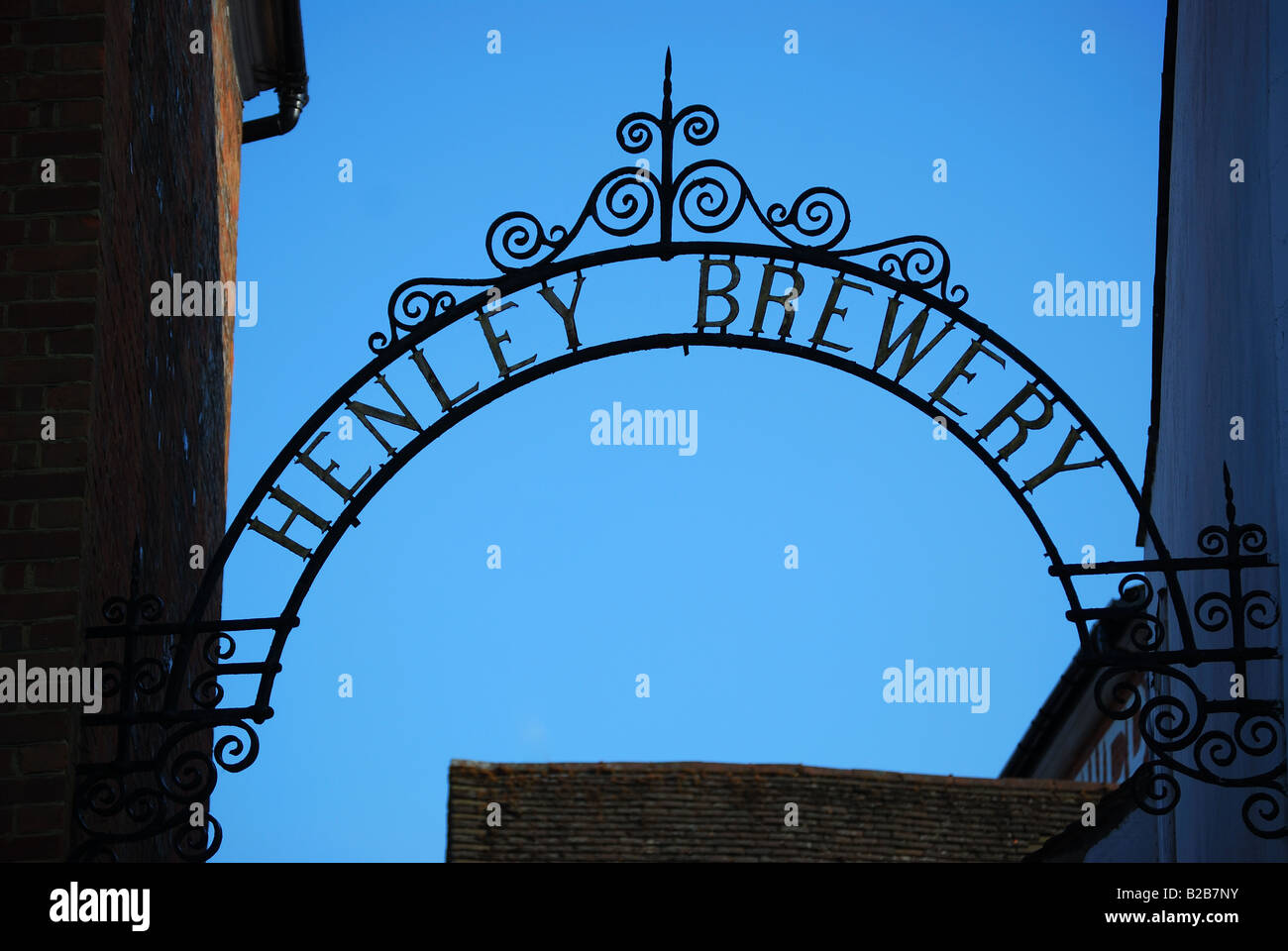 Alte Brauerei Henley Zeichen, New Street, Henley-on-Thames, Oxfordshire, England, Vereinigtes Königreich Stockfoto
