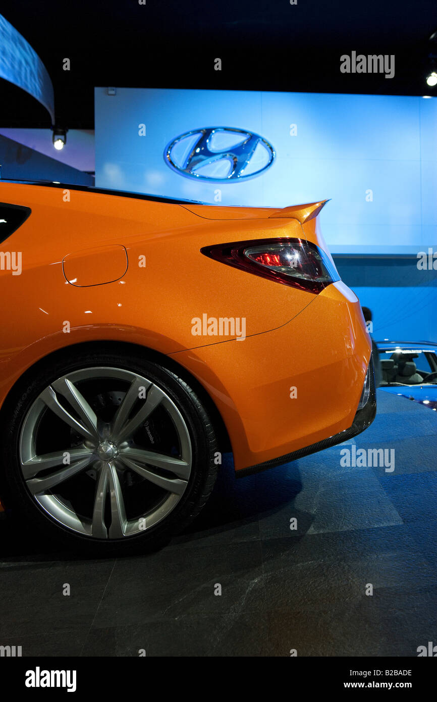 Orange Hyundai Genesis Coupe Concept hinteren Ende 2008 Detroit auto show Stockfoto