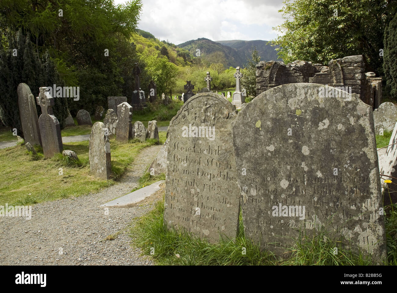 Historischer Friedhof Glendalough County Wicklow Irland Stockfoto