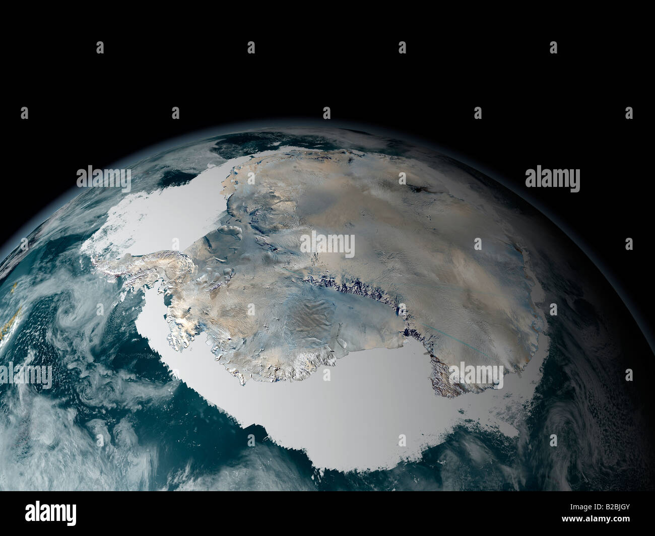 Die gefrorenen Kontinent der Antarktis und seine umliegenden Meereis. Stockfoto
