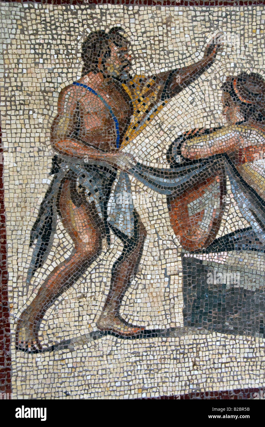 Detail der antiken römischen Mosaikfußboden 3. Jahrhundert AD angezeigt im Alten Museum auf der Museumsinsel die Museumsinsel. Berlin Deutschland Stockfoto