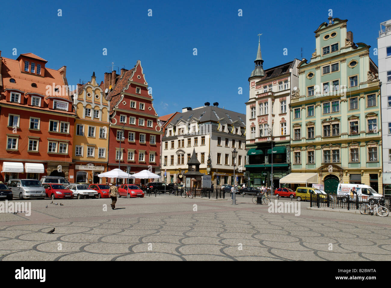 Plac Solny Marktplatz vom Marktplatz oder Rynek Wroclaw/Breslau, Schlesien, Polen, Europa Stockfoto