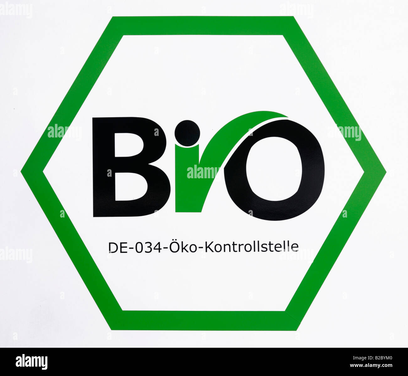 Schild mit der Aufschrift Bio, DE-034-Öko-Anbauverband Stockfoto