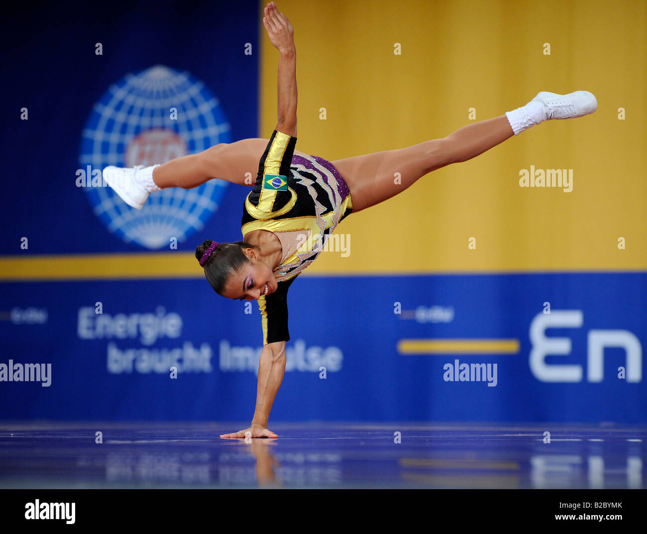 Marcela Lopez, Brasilien, Weltmeisterin Dameneinzel, 10. Aerobe Gymnastik World Championship, Ulm, Baden-Württemberg Stockfoto