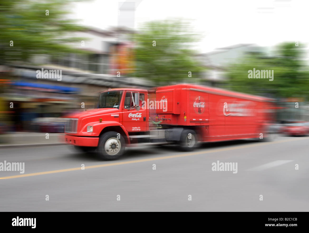 Coca Cola Truck in Bewegung, Vancouver, Britisch-Kolumbien, Kanada, Nordamerika Stockfoto