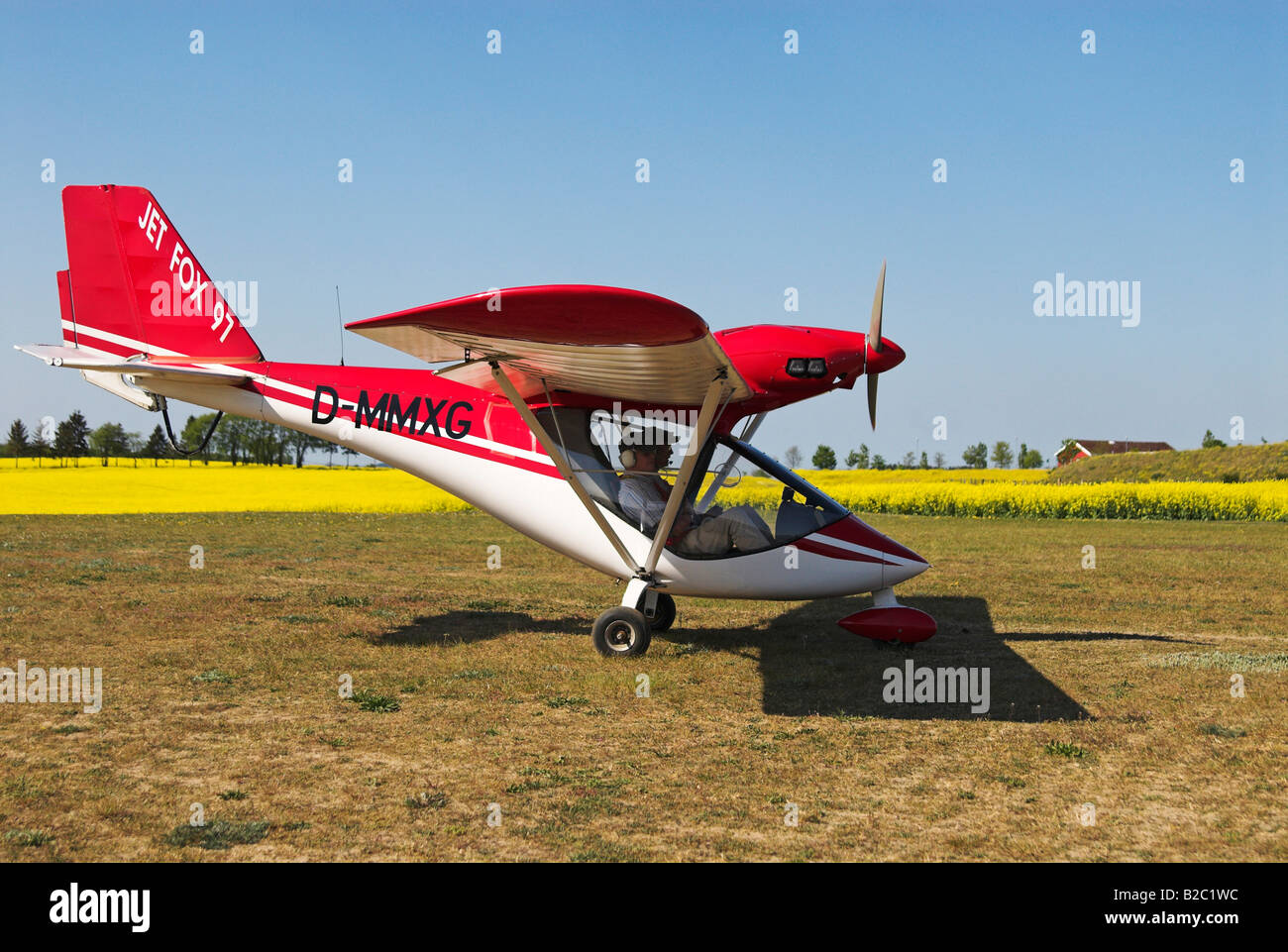 Ultraleicht Flugzeug vor dem Take-off, Insel Usedom, Mecklenburg-Western Pomerania, Deutschland, Europa Stockfoto