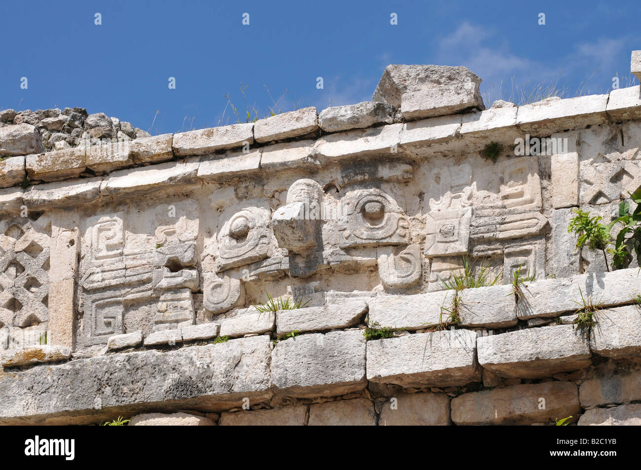 Das Nonnenkloster, Detail, Zona Central, Chichen, itza, neue Wunder der Welt, Mayas und tolteken archäologische Ausgrabung Stockfoto