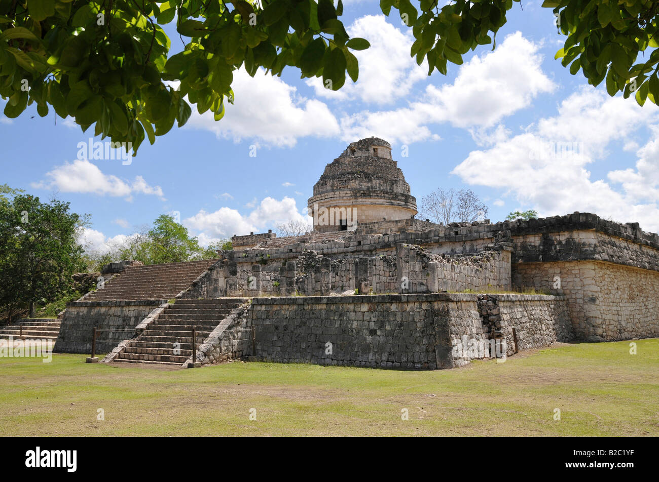 El Caracol, die Schnecke, eine Sternwarte, Zona Central, Chichen-Itza, neue Wunder der Welt, Maya und Tolteken archäologische exc Stockfoto