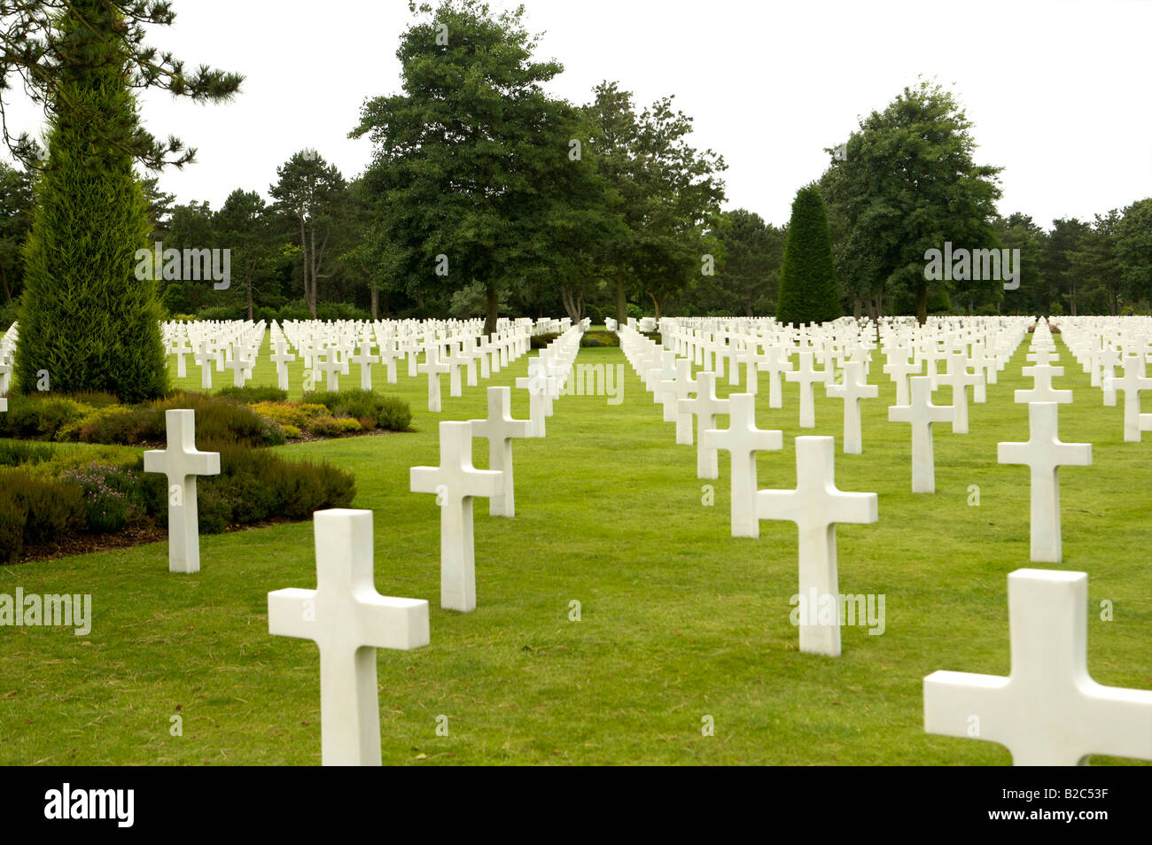 Den Amerikanischen Friedhof in Colleville-sur-Mer, Normandie, Frankreich, wurden alliierte Truppen, die sich auf d Tag 6. Juni 1944 gestorben begraben sind. Stockfoto
