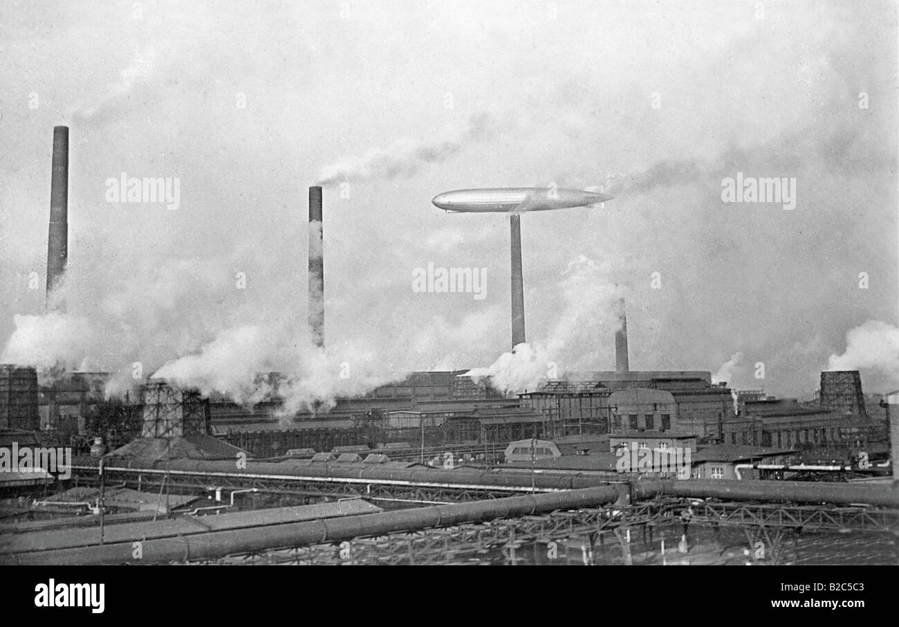 Graf Zeppelin, Leuna-Fabrik, historisches Foto, Leuna, Sachsen-Anhalt, Deutschland, Europa Stockfoto
