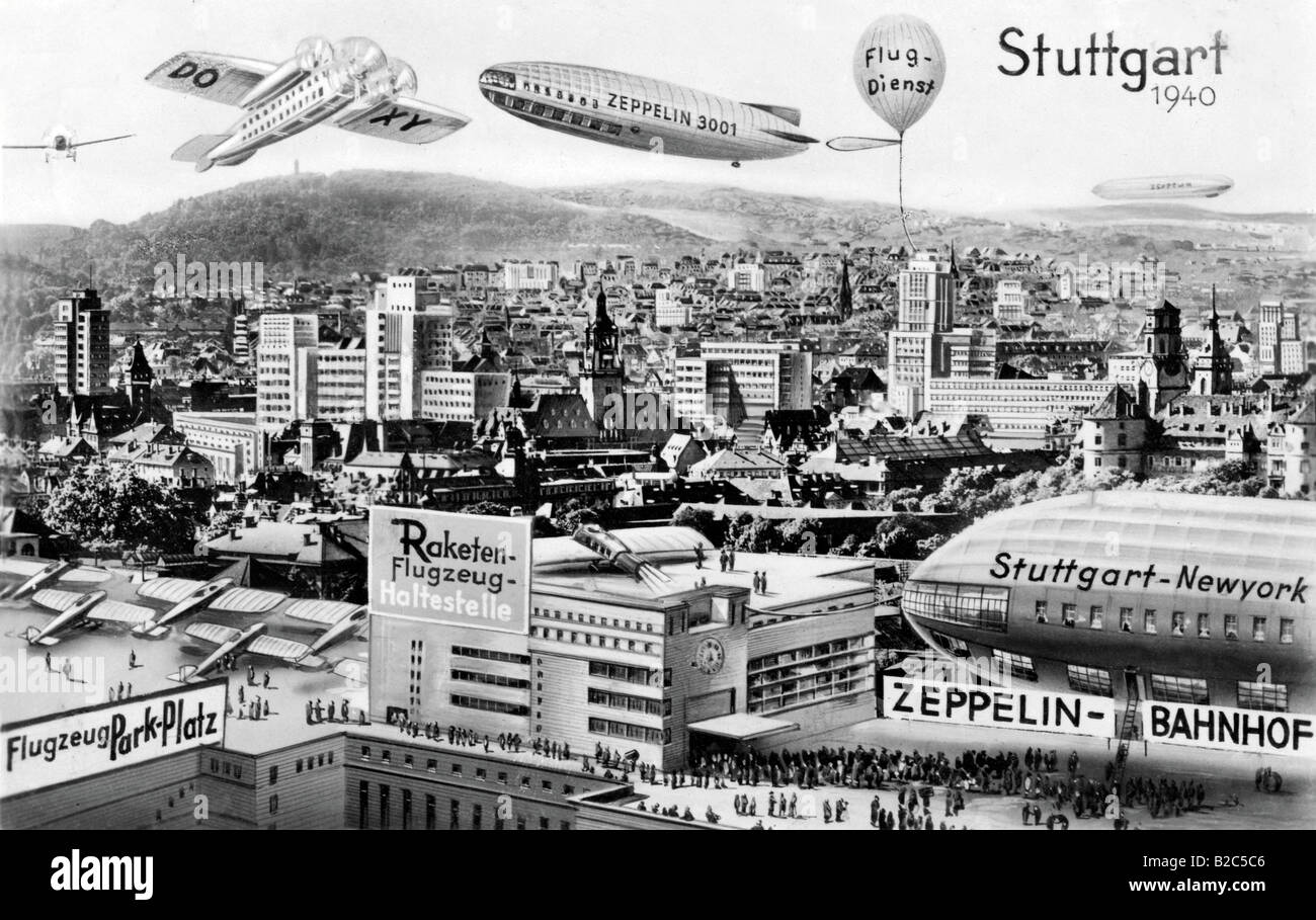 Stuttgart, historisches Foto, 1940, Baden-Württemberg, Deutschland, Europa Stockfoto