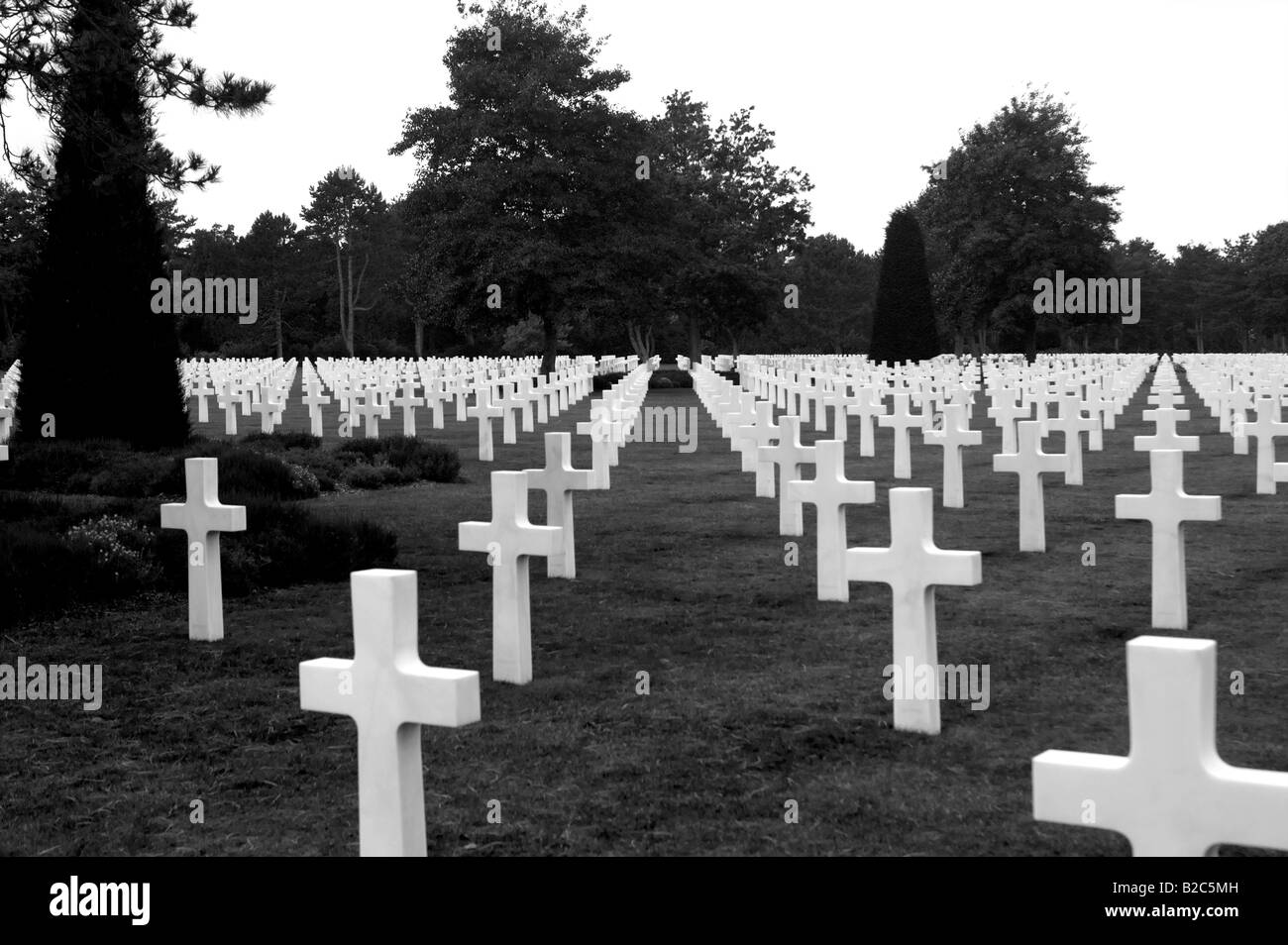 Den Amerikanischen Friedhof in Colleville-sur-Mer, Normandie, Frankreich, wurden alliierte Truppen, die sich auf d Tag 6. Juni 1944 gestorben begraben sind. Stockfoto