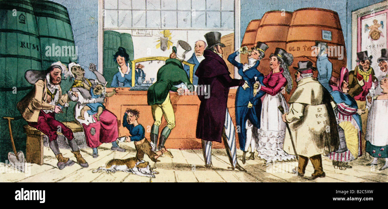 Regency Taverne Bild einer achtzehnten Jahrhundert englische Taverne von Thomas Rowlandson mit einer feinen Mischung aus Säufer Stockfoto