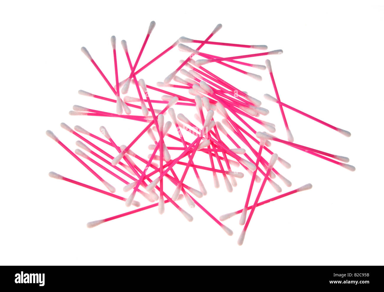 rosa rote rose Watte Tipp Baumwolle Tupfer Baumwolle Knospe q-Tip Tropenhölzern auf weißem Hintergrund SYMBOL Reinigung Reinigung Reinigung Stockfoto
