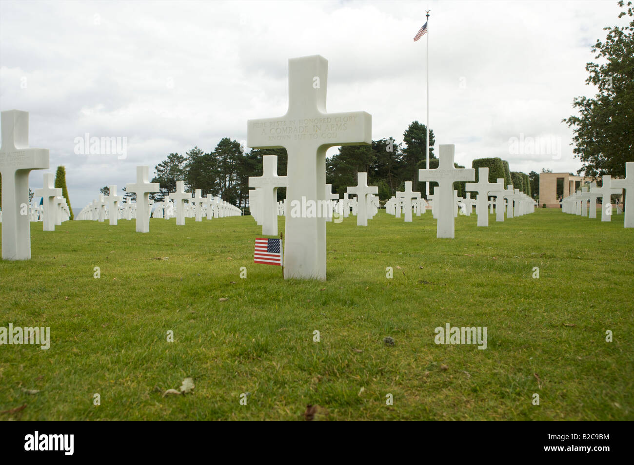 Den Amerikanischen Friedhof in Colleville-sur-Mer, Normandie, Frankreich, wurden alliierte Truppen, die sich auf d Tag 6. Juni 1944 gestorben begraben sind. Stockfoto