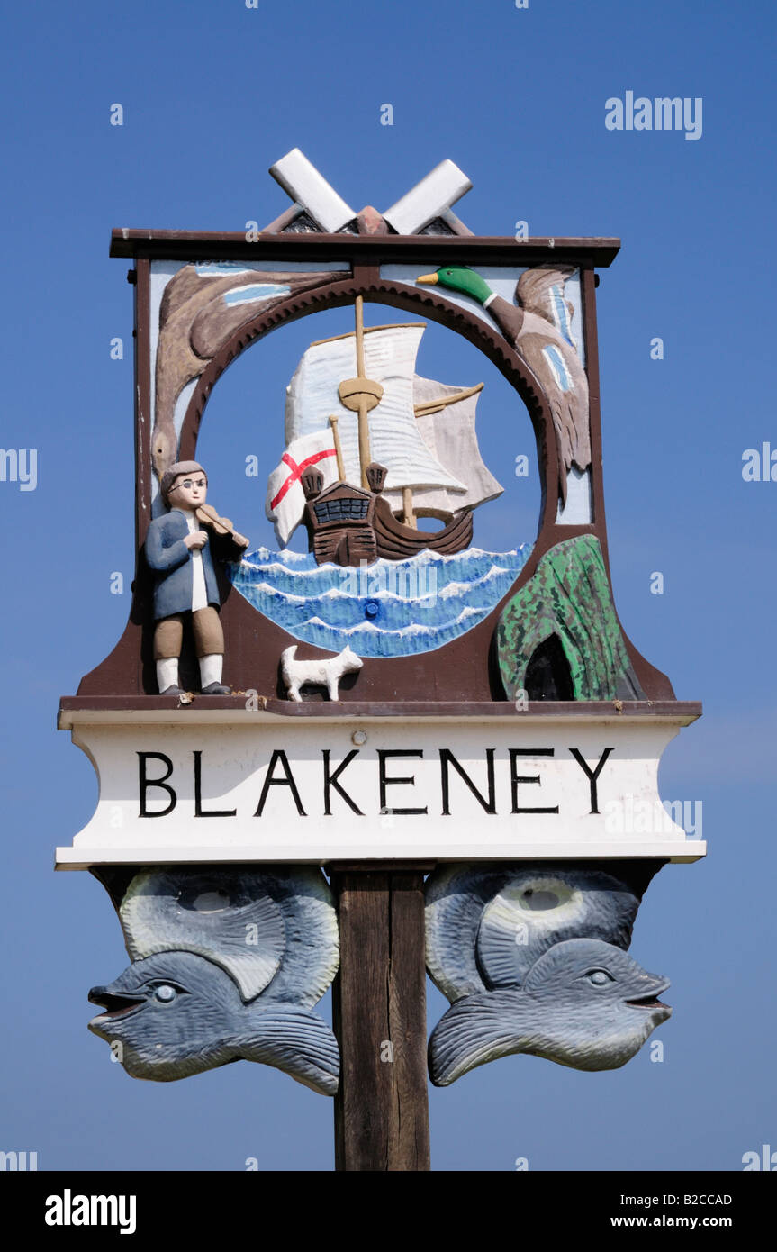 Dorf Zeichen Blakeney Norfolk England UK Stockfoto
